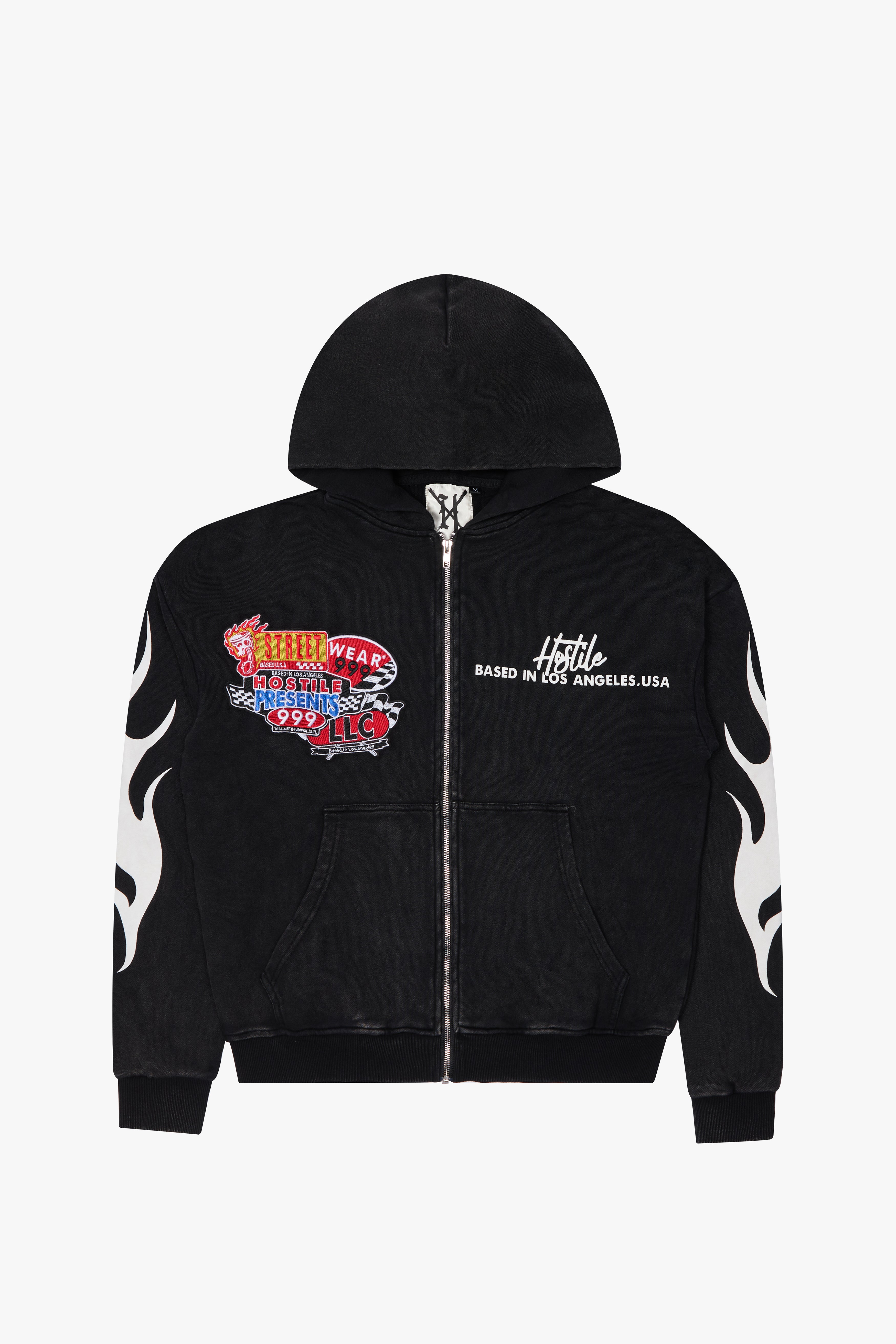 XHostile Racer Zip Hoodie -Vintage Black XHostile Racer Zip Hoodie -Vintage Black