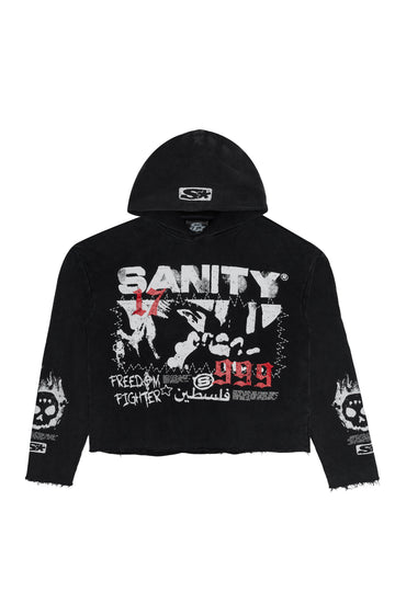 XHostile × Sanity - Freedom Fighter Cropped Hoodie